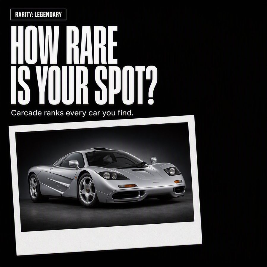 A McLaren F1 polaroid with a Rarity: Legendary label