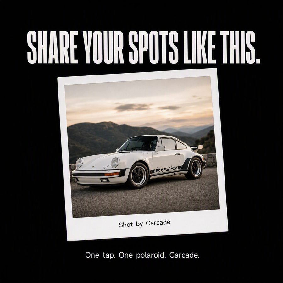 A Porsche 911 Turbo polaroid marked Shot by Carcade